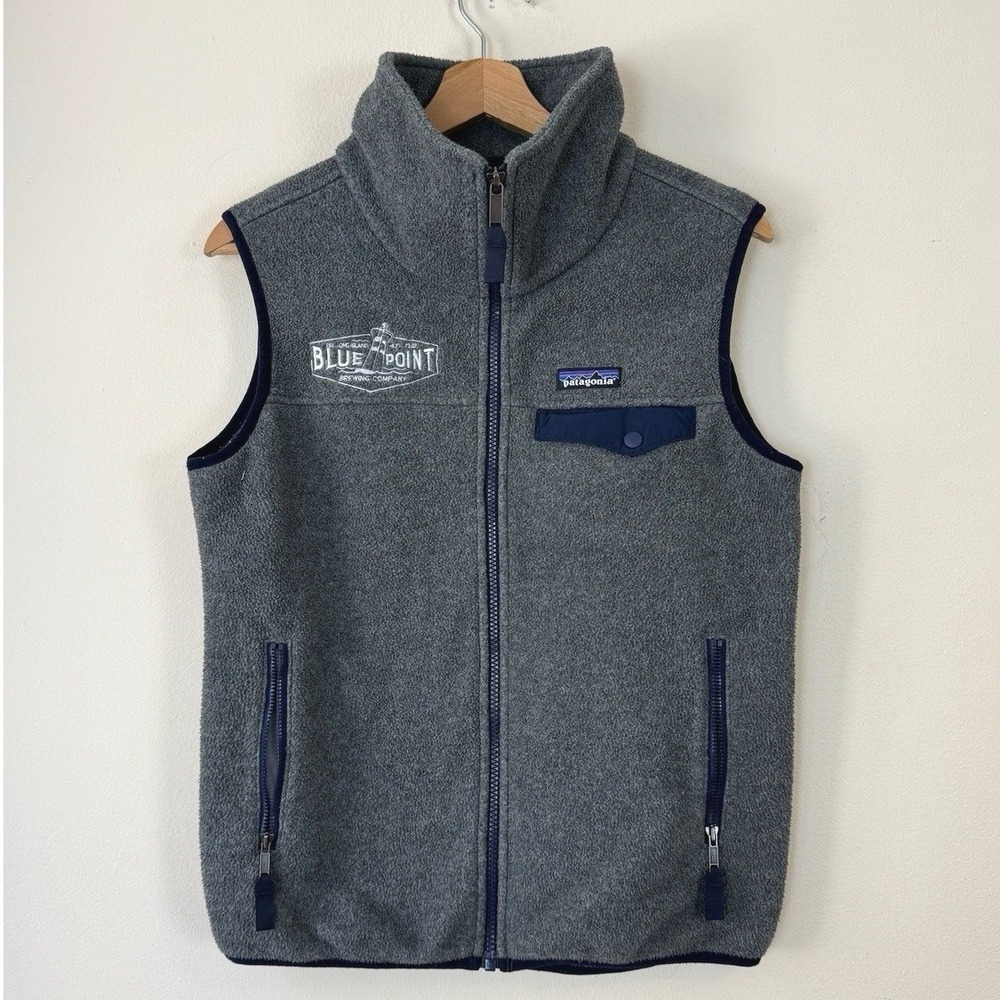 Patagonia Blue Point Brewing Company Zip Up Pocket Gray Vest